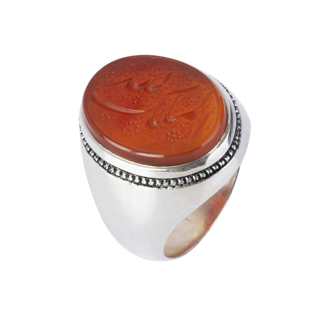 Main image of 伊斯兰也门红玛瑙银戒指 男款 – Almalek Allah