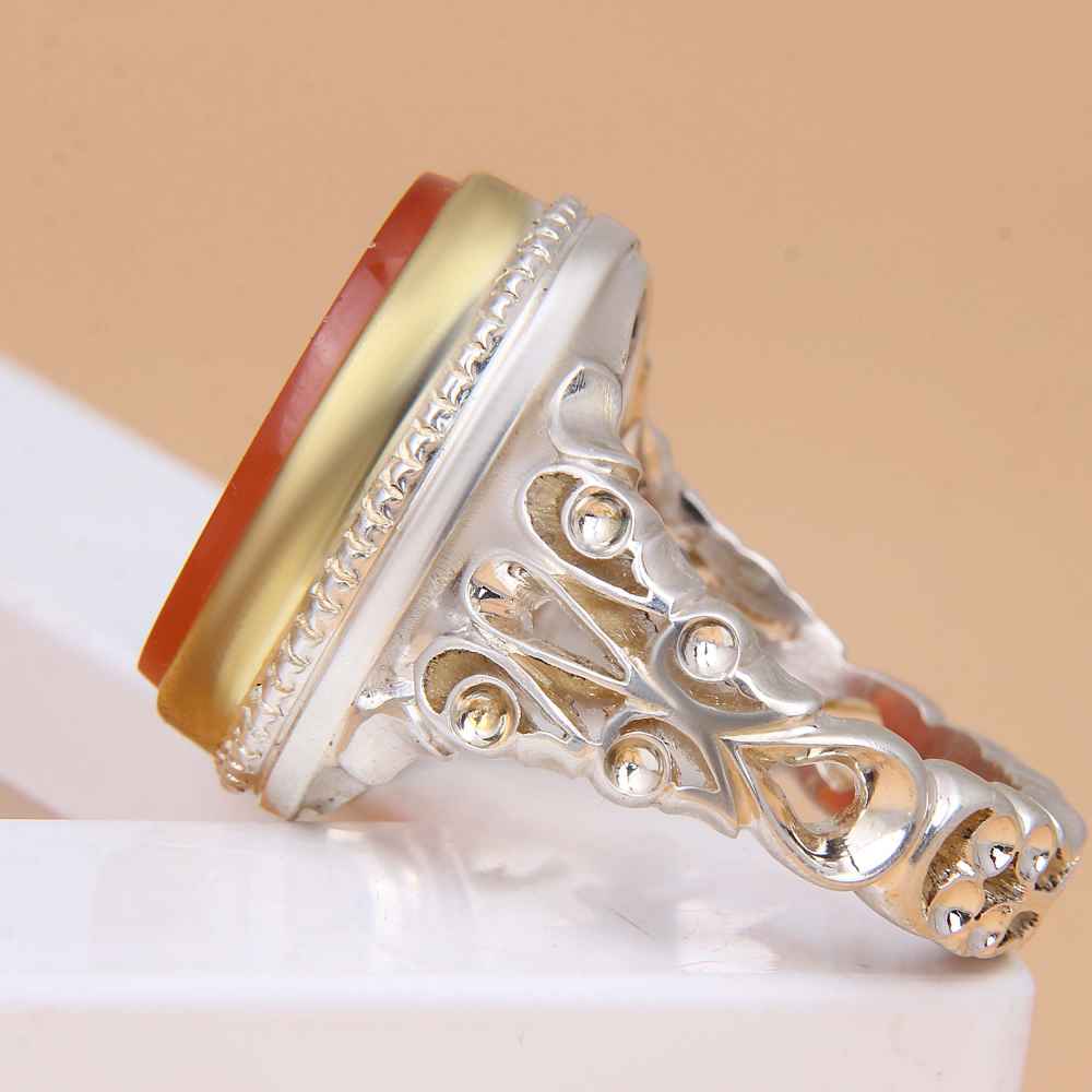 伊斯兰也门红玛瑙银戒指 男款 – Mohammad