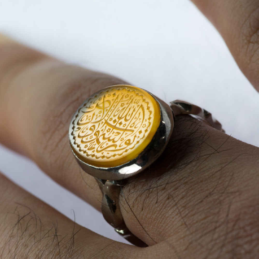 伊斯兰也门红玛瑙银戒指 男款 – Nur