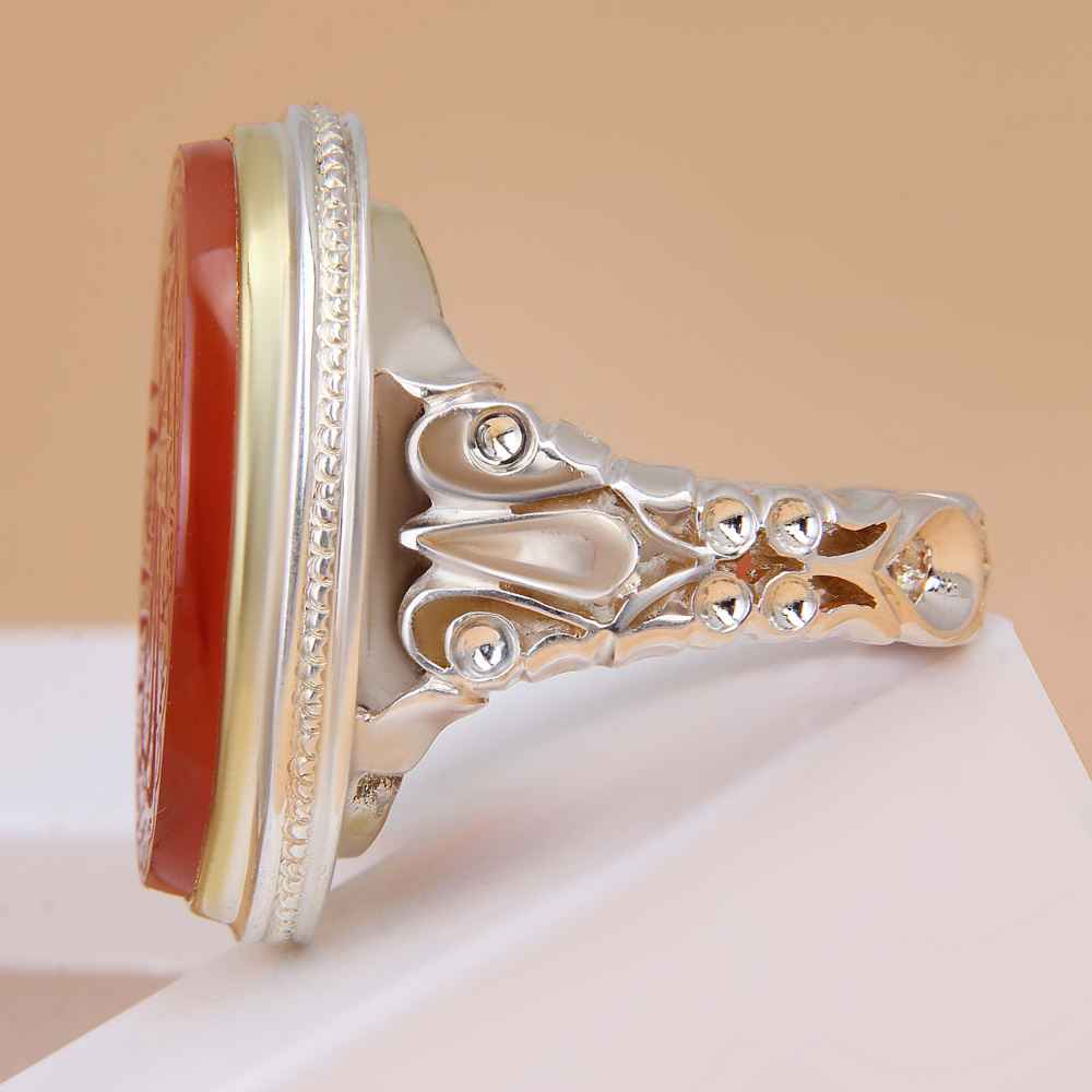 伊斯兰也门红玛瑙银戒指 男款 – Va Tavakal