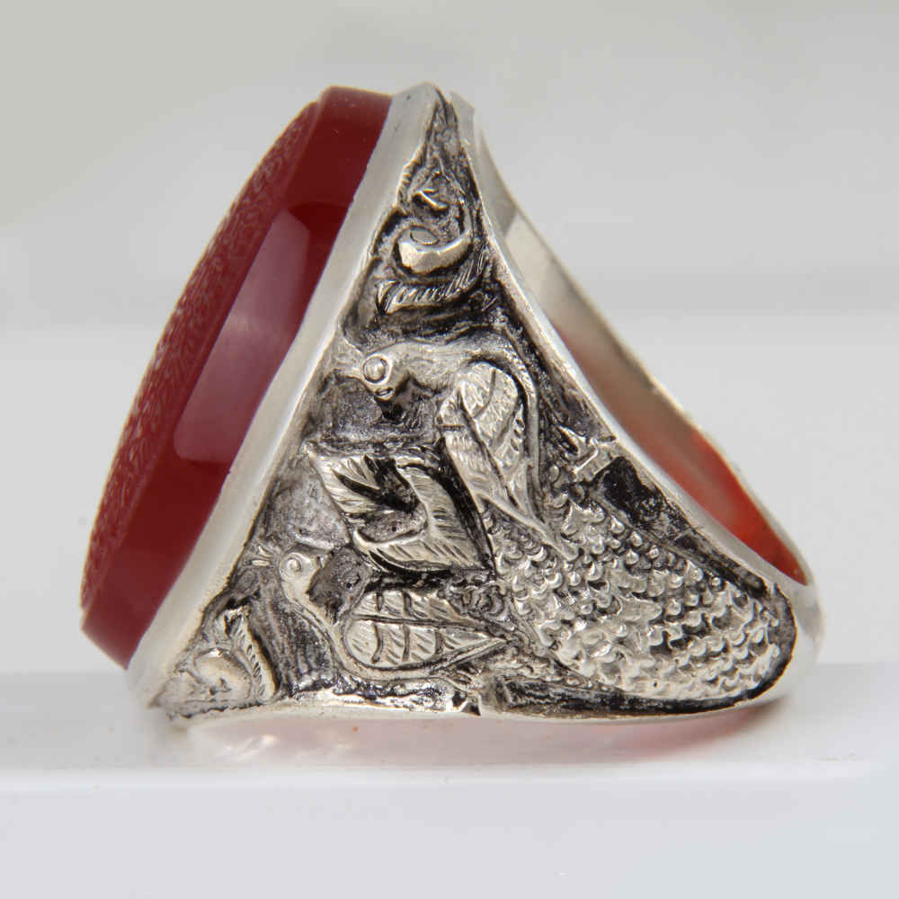 伊斯兰也门红玛瑙银戒指 男款 – Varesin