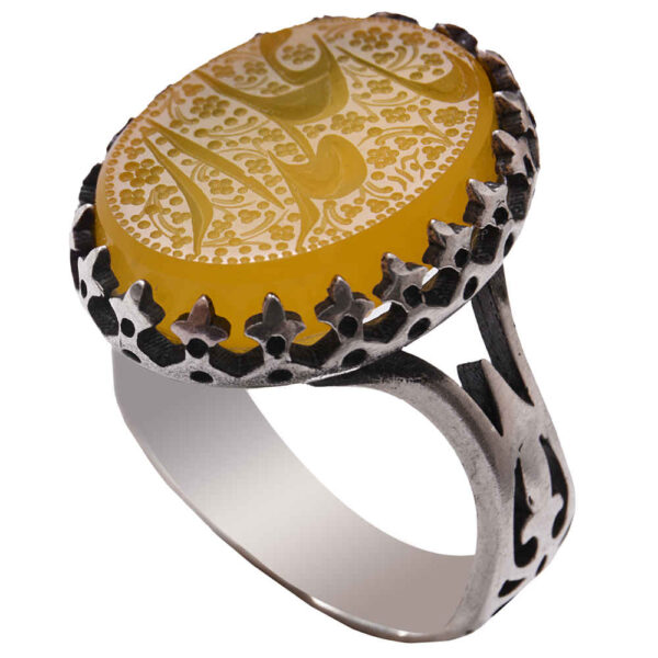 伊斯兰也门红玛瑙银戒指 男款 – Ya Alamdar