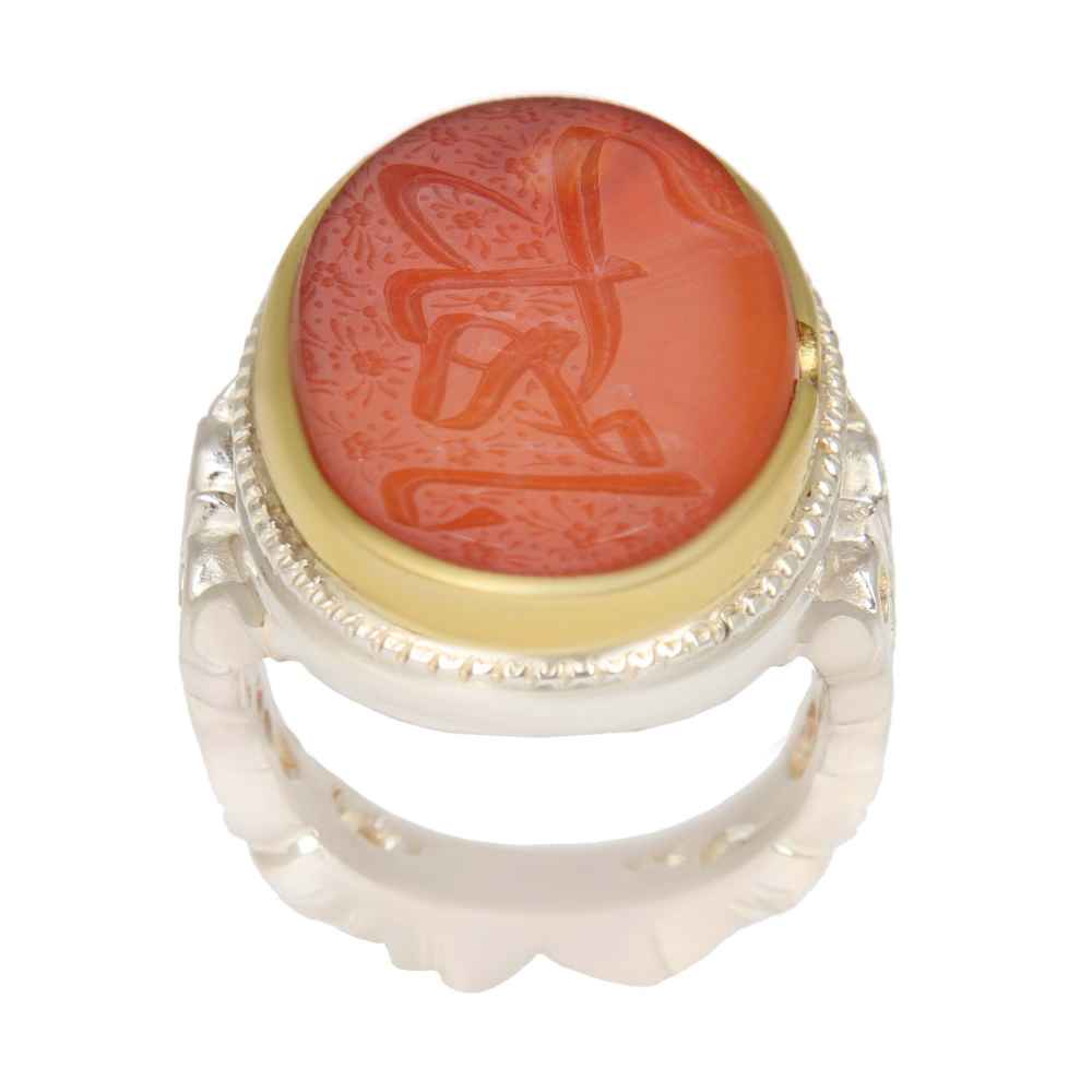 Main image of 伊斯兰也门红玛瑙银戒指 男款 – Ya Mahdi