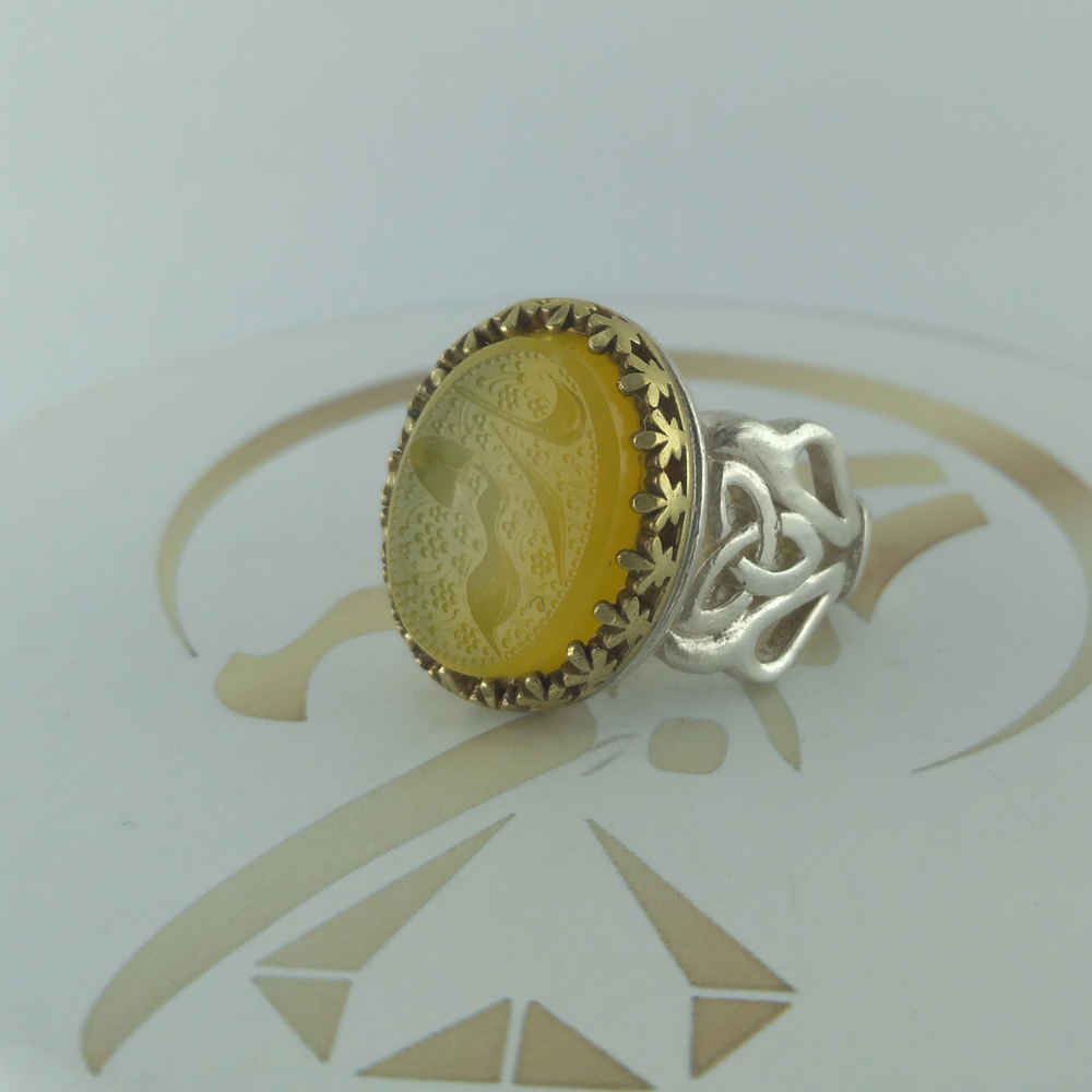 伊斯兰也门红玛瑙银戒指 男款 – Ya Roghayeh