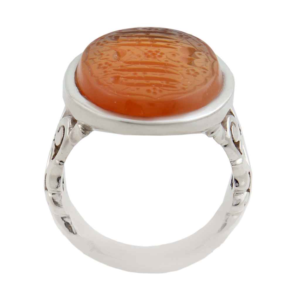 Main image of 伊斯兰也门红玛瑙银戒指 男款 – La Elah Ela Allah