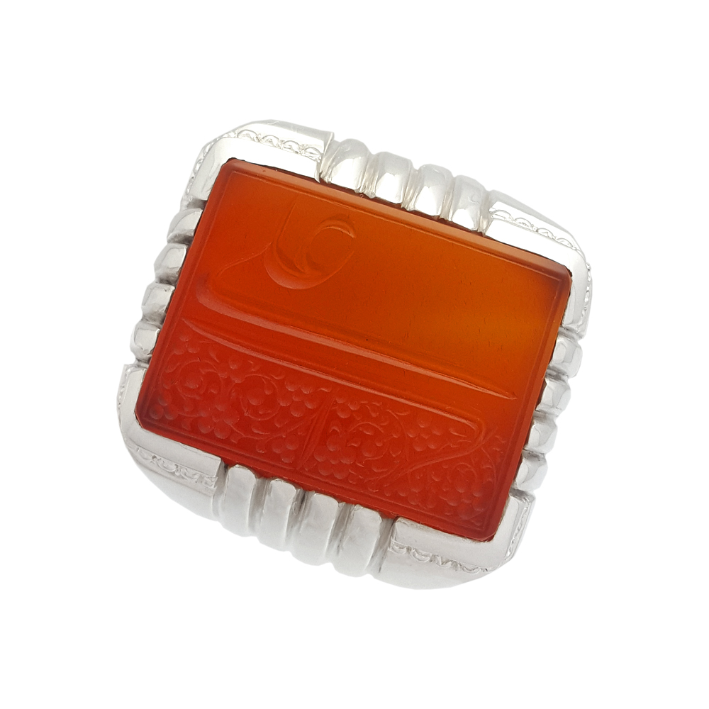 伊斯兰也门红玛瑙银戒指 男款 – Ali