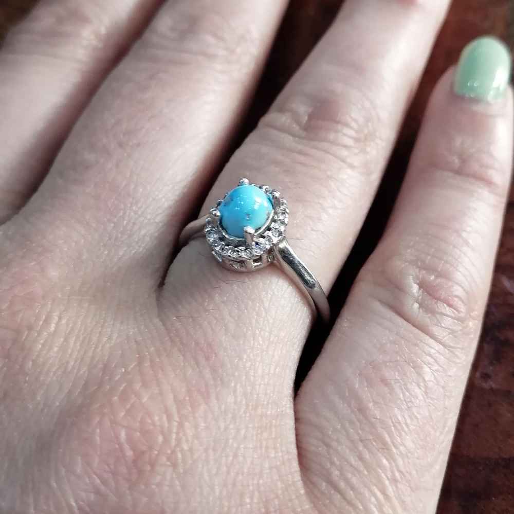 手工波斯银戒指 尼沙布尔绿松石 Mahsa 款
