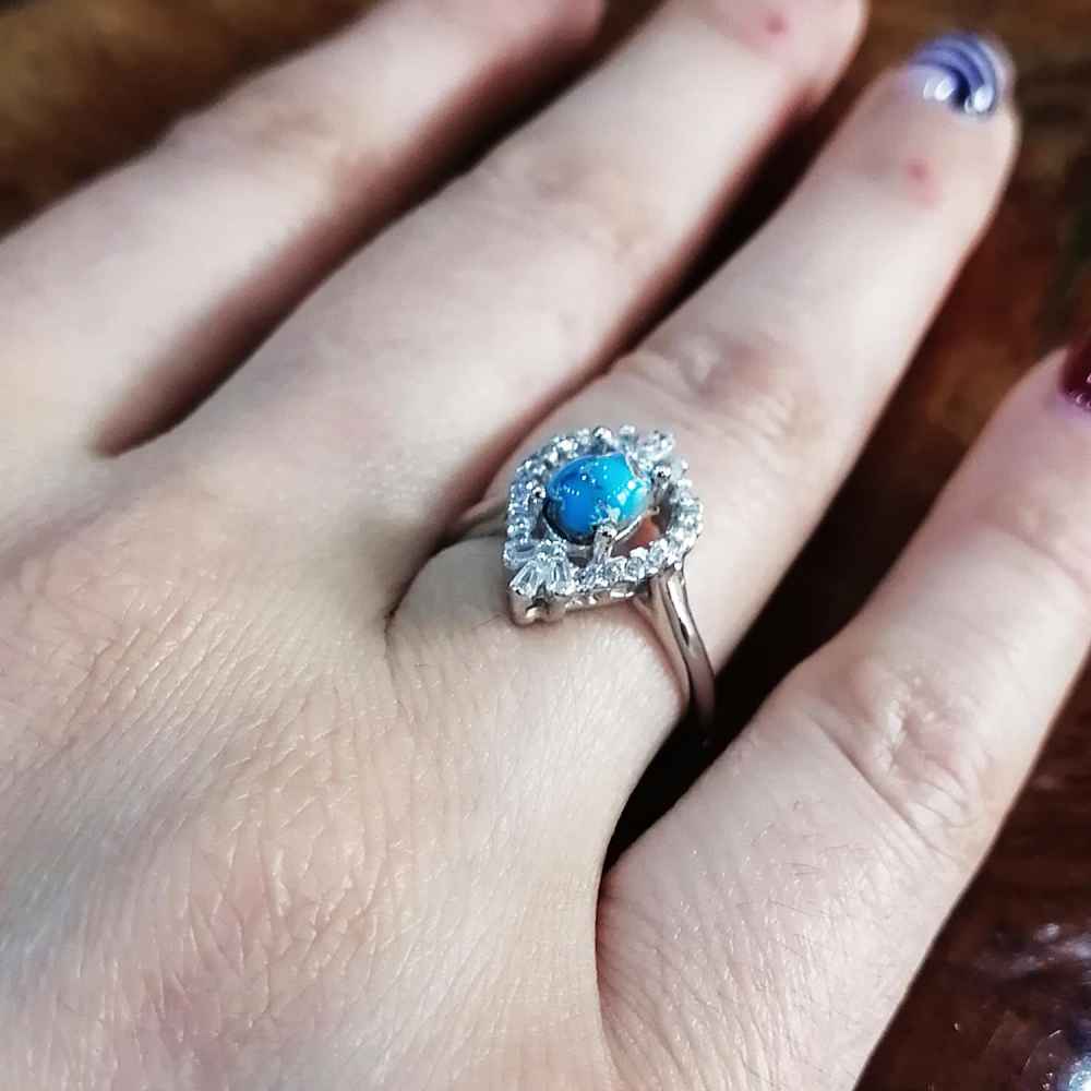 手工波斯银戒指 尼沙布尔绿松石 Nava 款