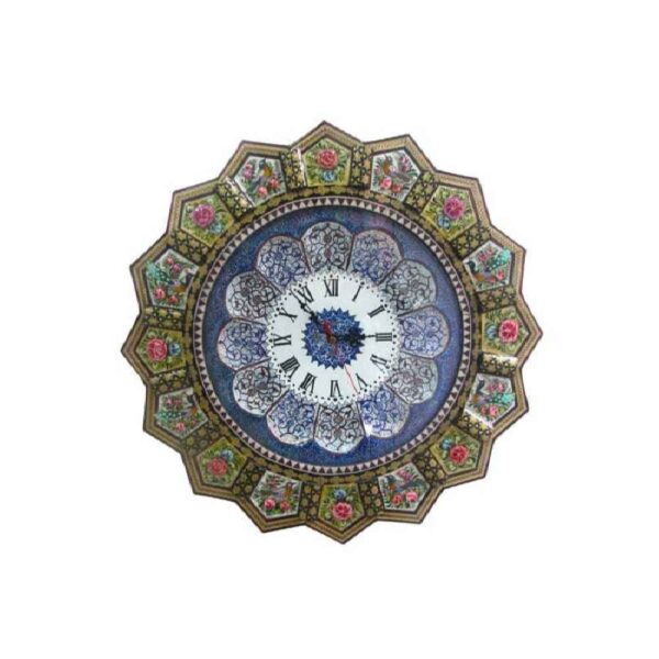 手工波斯木质壁挂时钟 – 镶嵌工艺艺术，Atieh