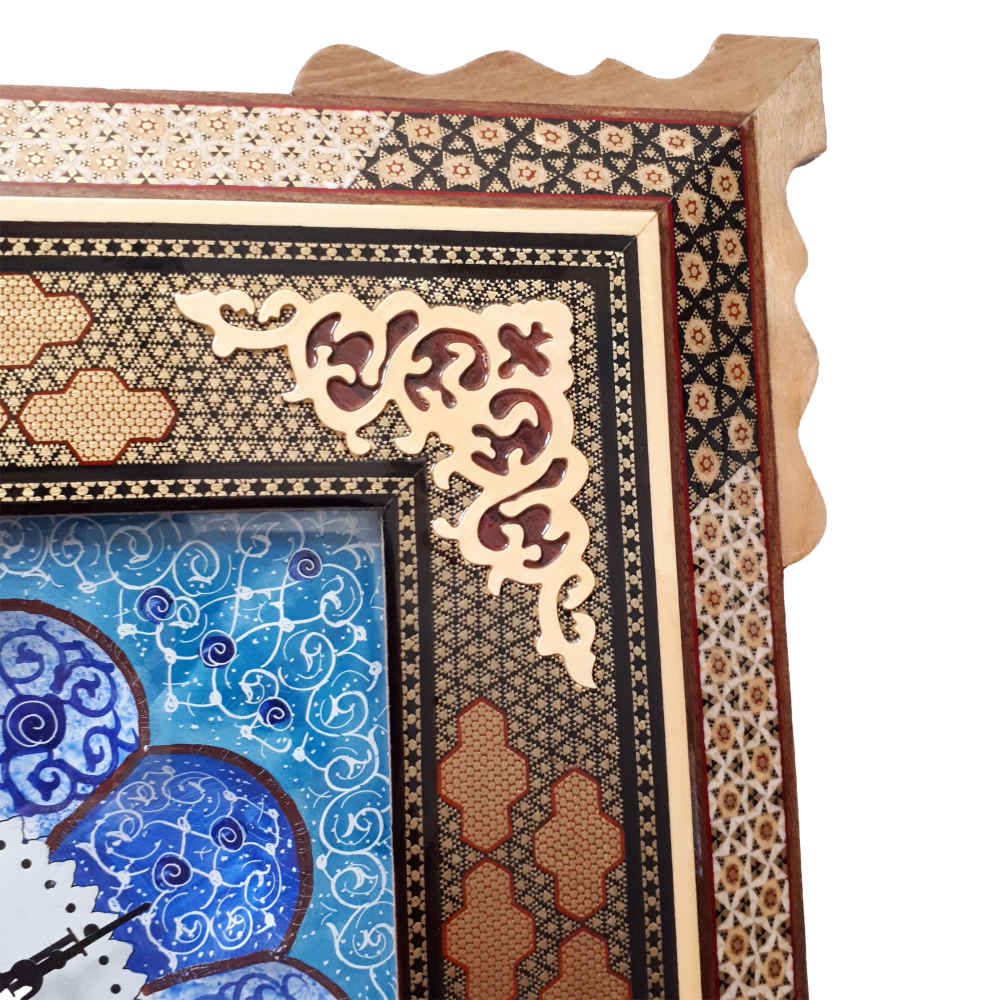 手工波斯木质壁挂时钟 – 镶嵌工艺艺术,Bina