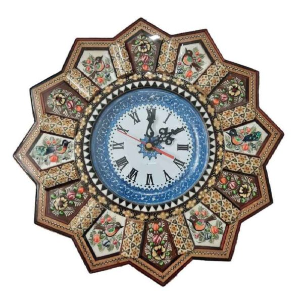 手工波斯木质壁挂时钟 – 镶嵌工艺艺术，Katayoon