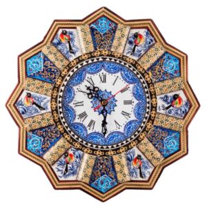 手工波斯木质壁挂时钟 – 镶嵌工艺艺术，Khorshidi