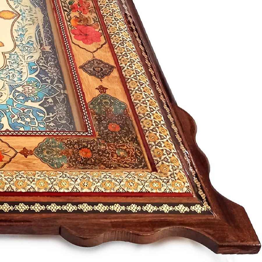 手工波斯木质壁挂时钟 – 镶嵌工艺艺术，绘画款