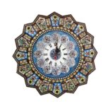 传统波斯木质墙钟,花卉镶嵌工艺 – 嫩枝款,适用于客厅和办公室
