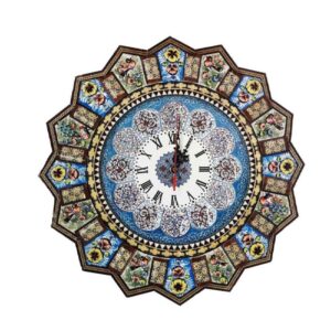 手工波斯木质壁挂时钟 – 镶嵌工艺艺术，Nahal