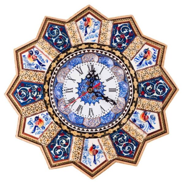 手工波斯木质壁挂时钟 – 镶嵌工艺艺术，Nil