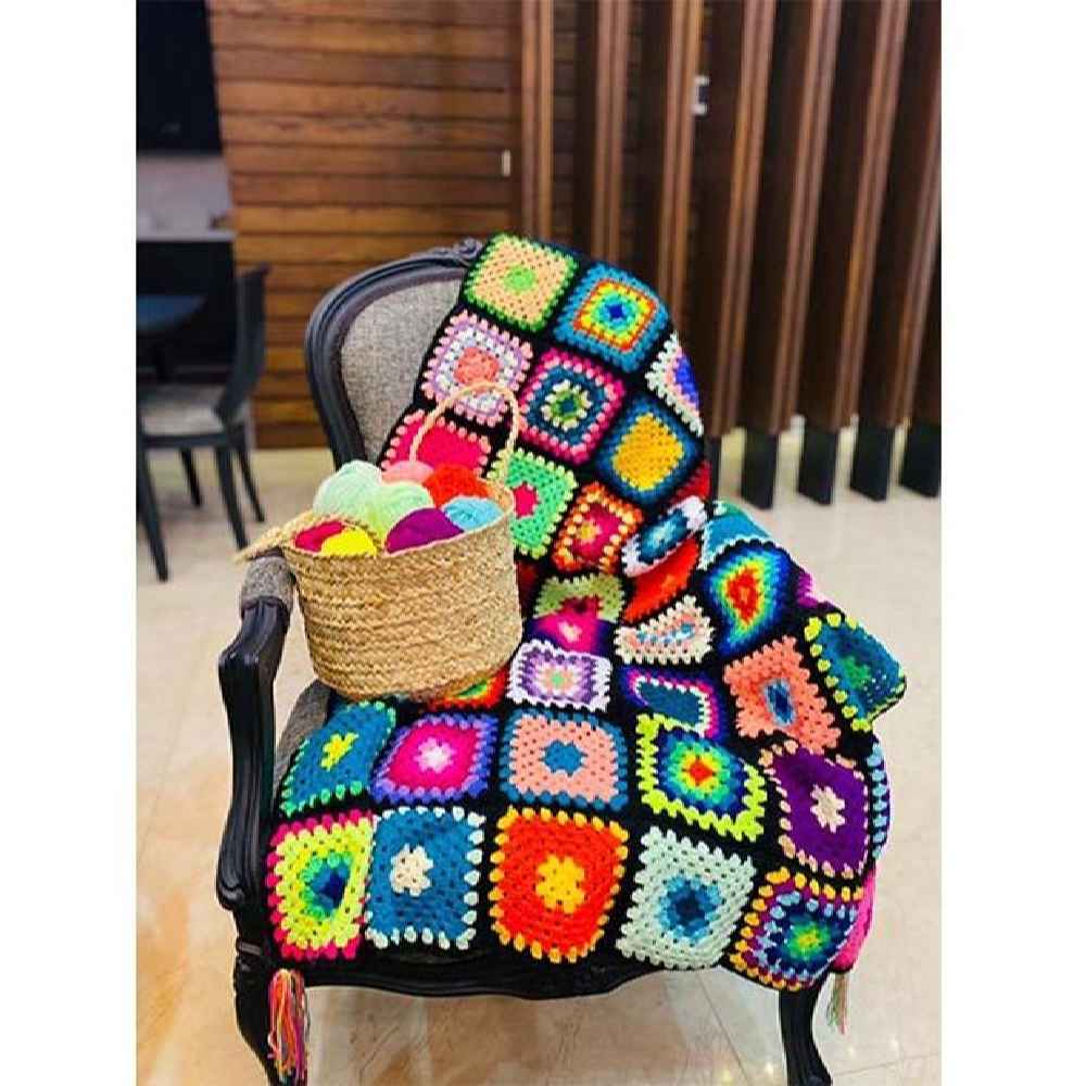 钩针披毯 – 棋盘波西米亚Homa款