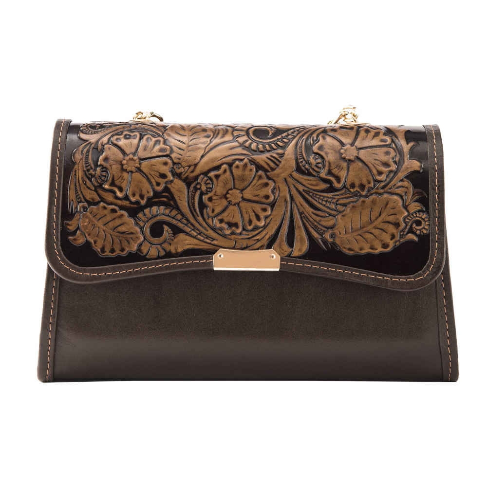 Main image of 奢华手工皮革斜挎单肩包 – 花卉设计