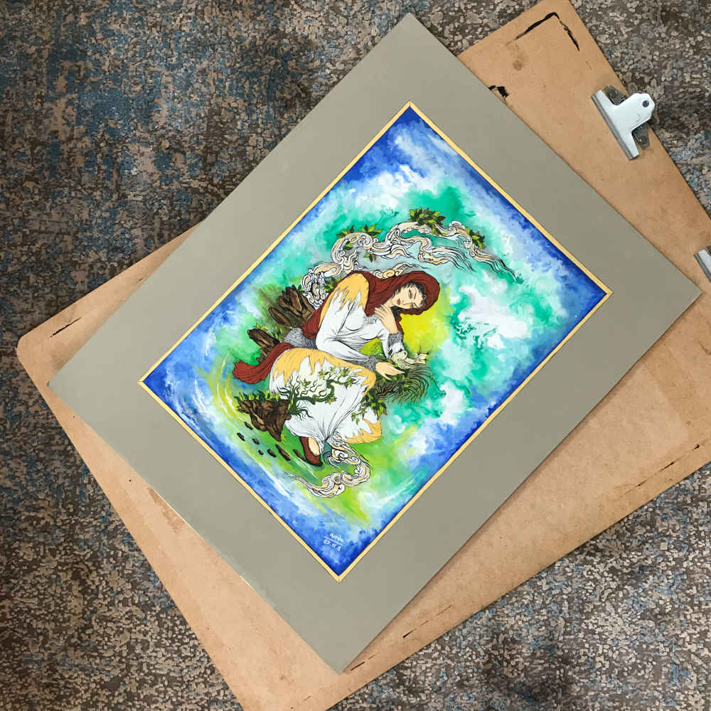 原创波斯细密画：水彩画 – Rasoul Motamedi作品《女性》