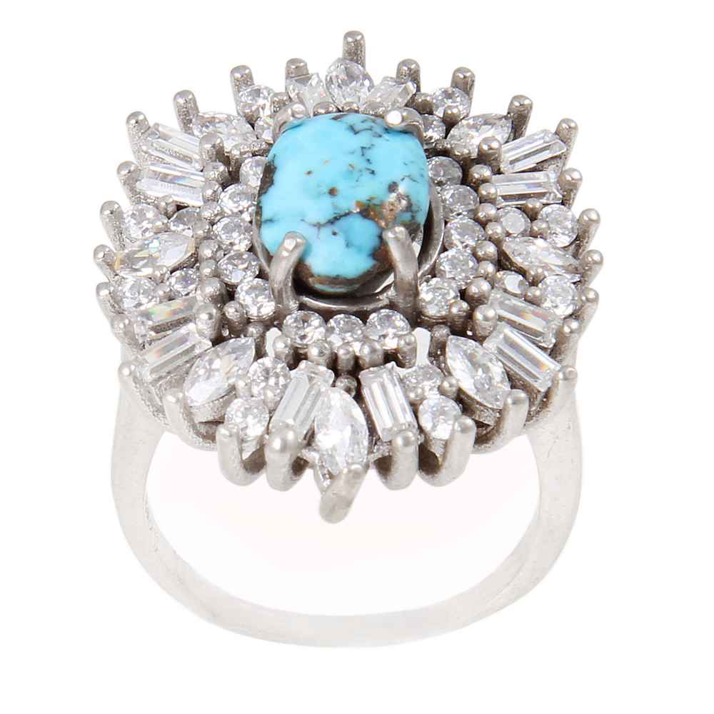 Main image of 女士波斯银戒指 尼沙布尔绿松石 Farima 款