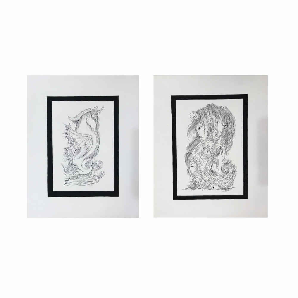 Main image of 两幅原创波斯细密画套装：水彩画 – 马