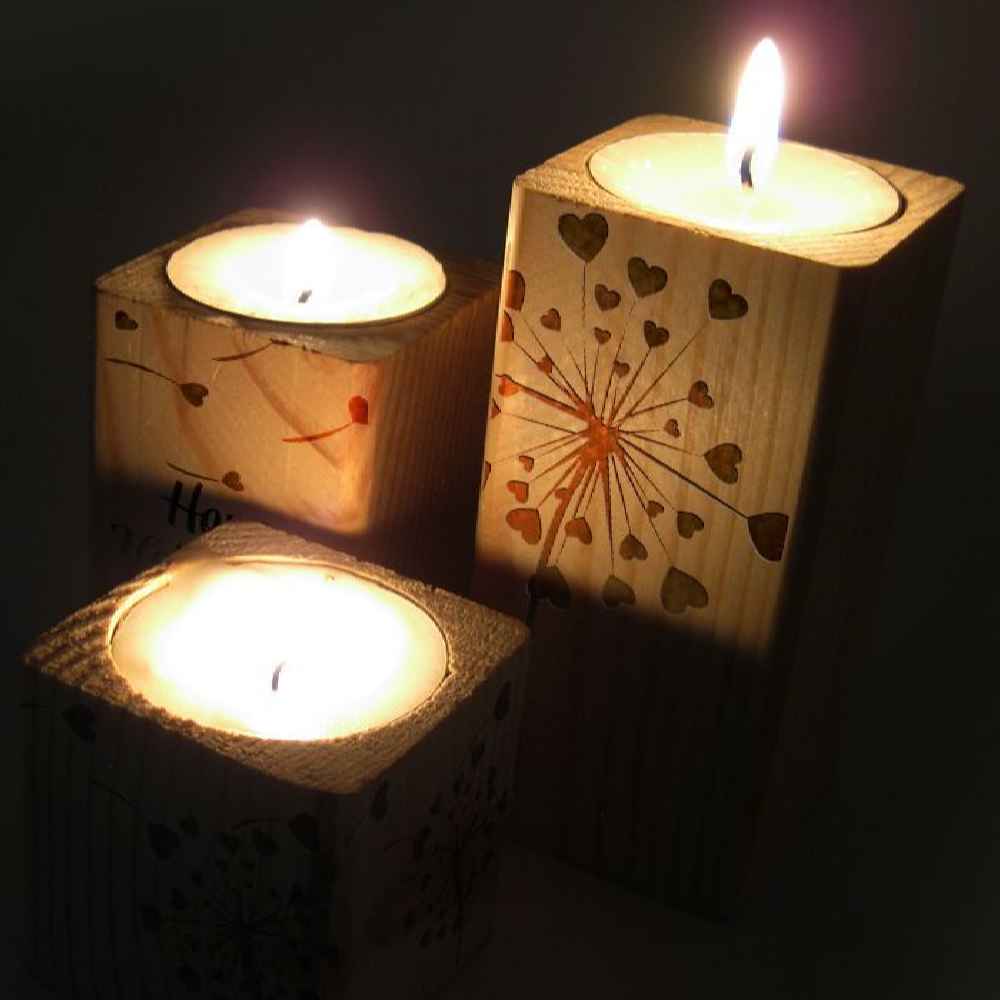 三件套实木方形茶蜡烛灯 – Hope 款