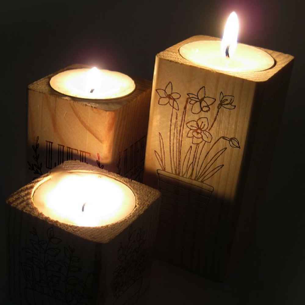 三件套实木方形茶蜡烛灯 – Life 款