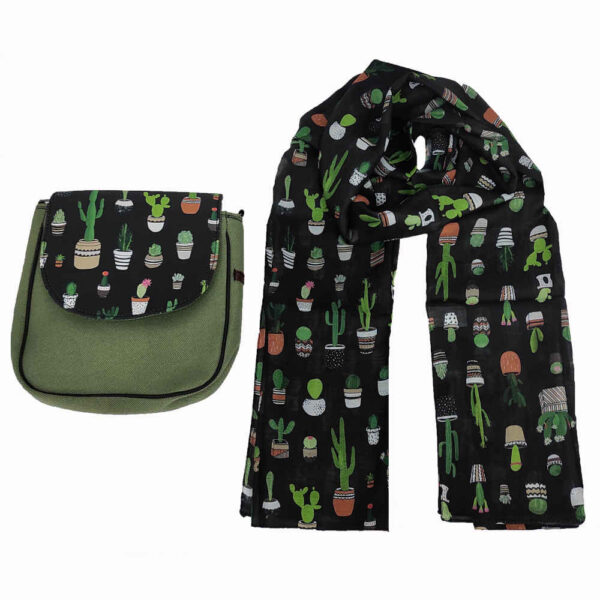 波西米亚风斜挎单肩包与披肩套装 – 仙人掌设计