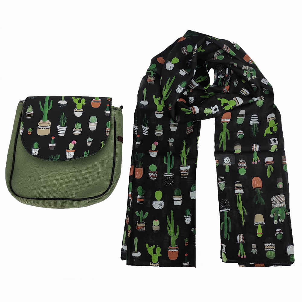 Main image of 波西米亚风斜挎单肩包与披肩套装 – 仙人掌设计