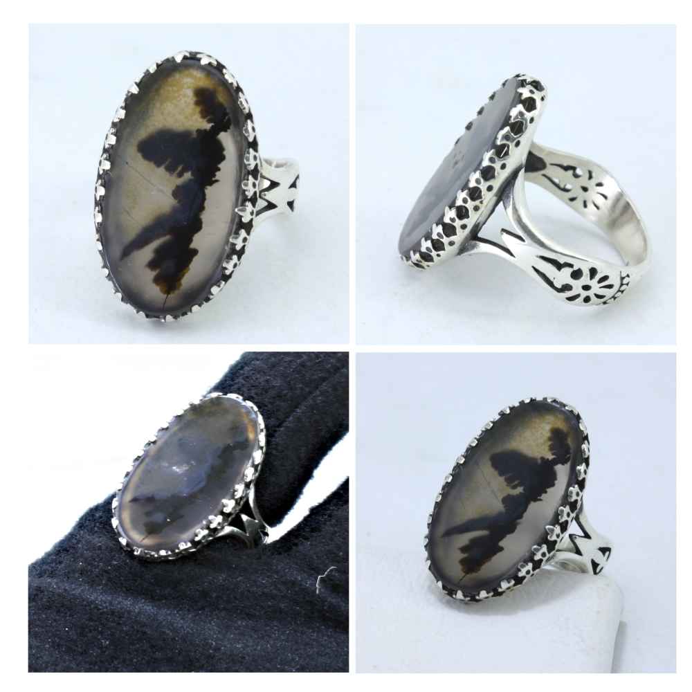 男士波斯树枝玛瑙 Shajar 银戒指 Armin 款