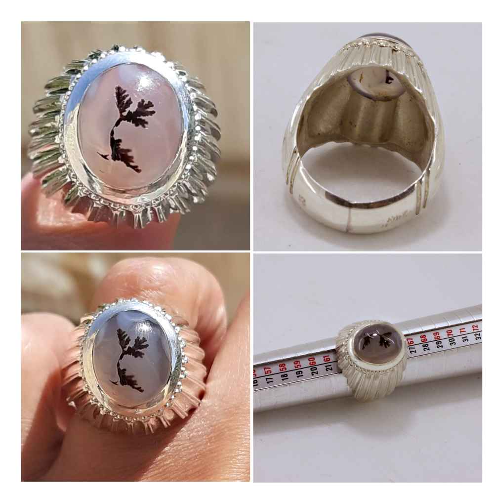 男士波斯树枝玛瑙 Shajar 银戒指 Arya 款