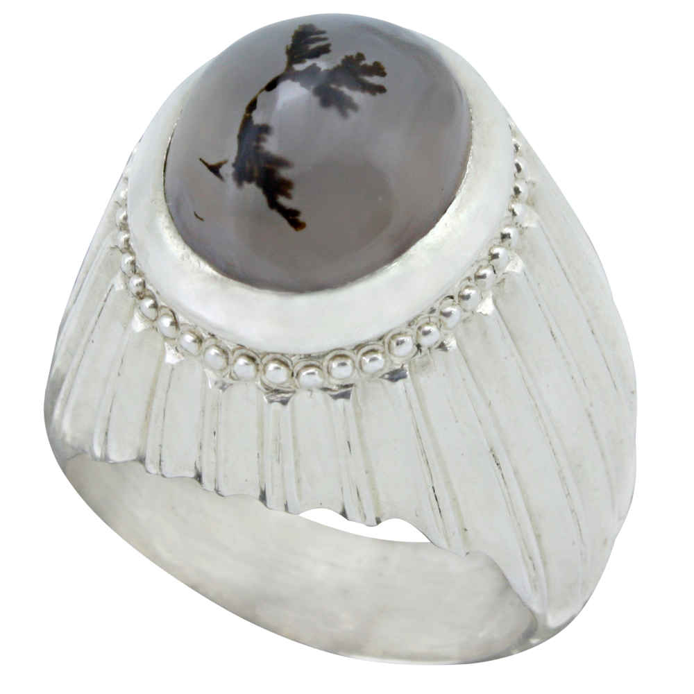 Main image of 男士波斯树枝玛瑙 Shajar 银戒指 Arya 款