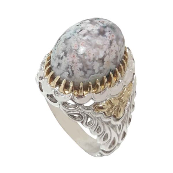 男士波斯树枝玛瑙 Shajar 银戒指 Natural 款