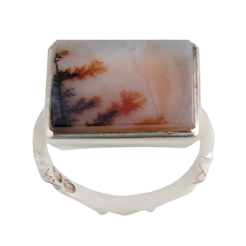 Main image of 男士波斯树枝玛瑙 Shajar 银戒指 Rambod 款