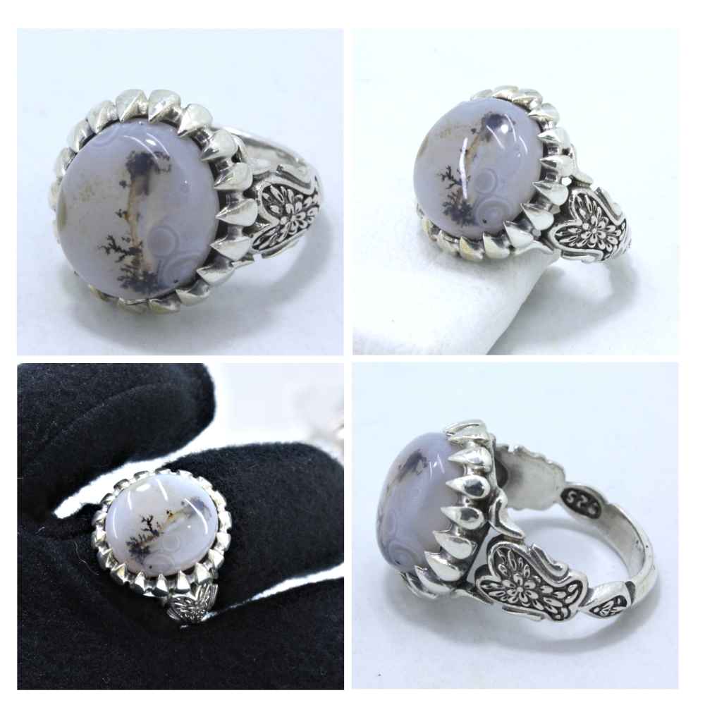 男士波斯树枝玛瑙 Shajar 银戒指 Sabalan 款