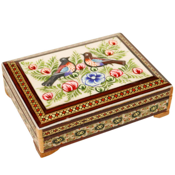 波斯木质扑克牌盒 – 哈塔姆珐琅 Homa 款