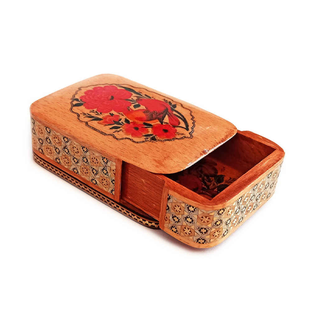 波斯木质扑克牌盒 – 哈塔姆珐琅 Raha 款