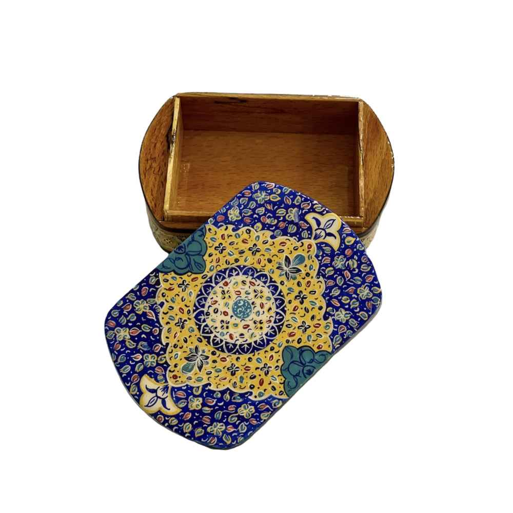 波斯木质扑克牌盒 – 哈塔姆珐琅 Raya 款