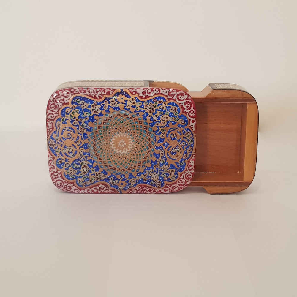 波斯木质扑克牌盒 – 哈塔姆珐琅 Roya 款