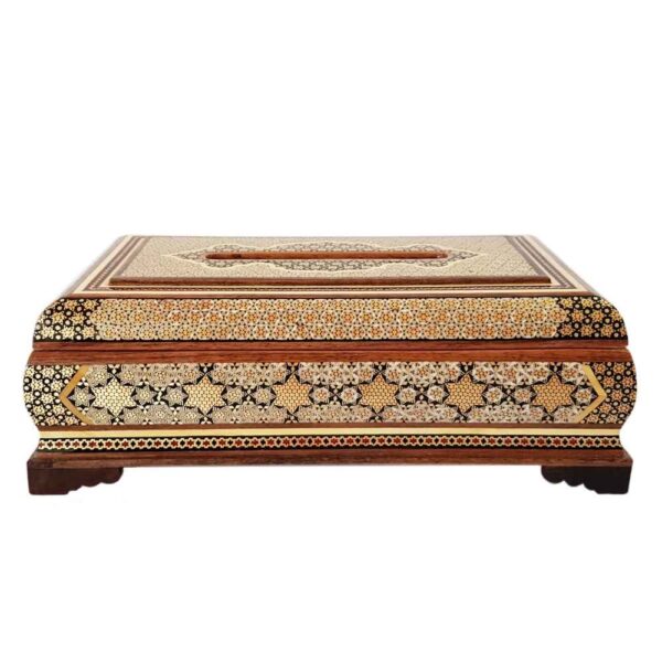 手工波斯木质纸巾盒套 – 哈塔姆工艺 Sepid 款