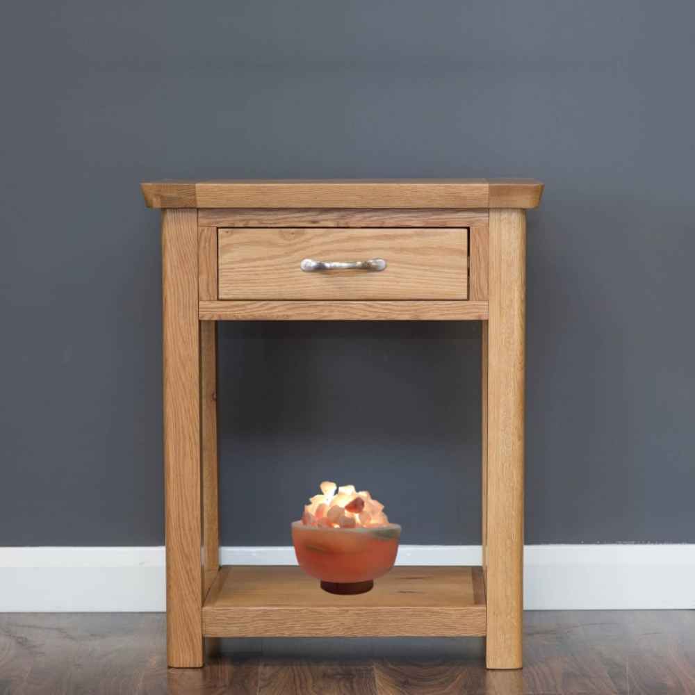 波斯碗形盐灯 – Rima 模型，木质底座配盐块