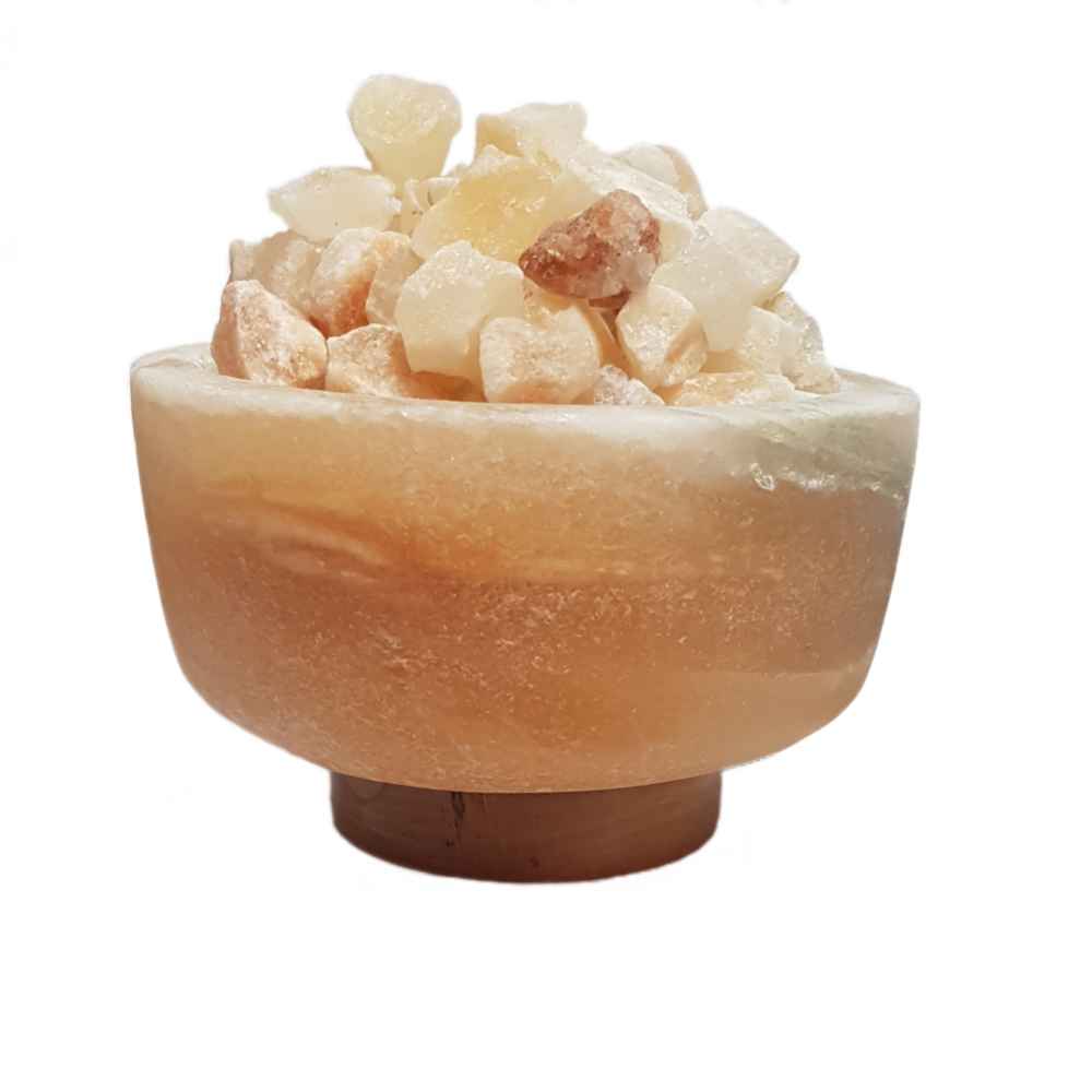 Main image of 波斯碗形盐灯 – Rima 模型，木质底座配盐块