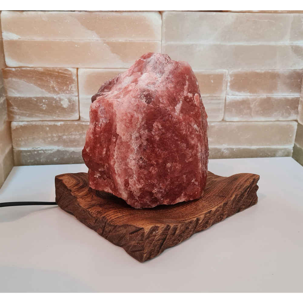 波斯光辉盐灯 – 手工制作，木质底座（Azarakhsh 模型）