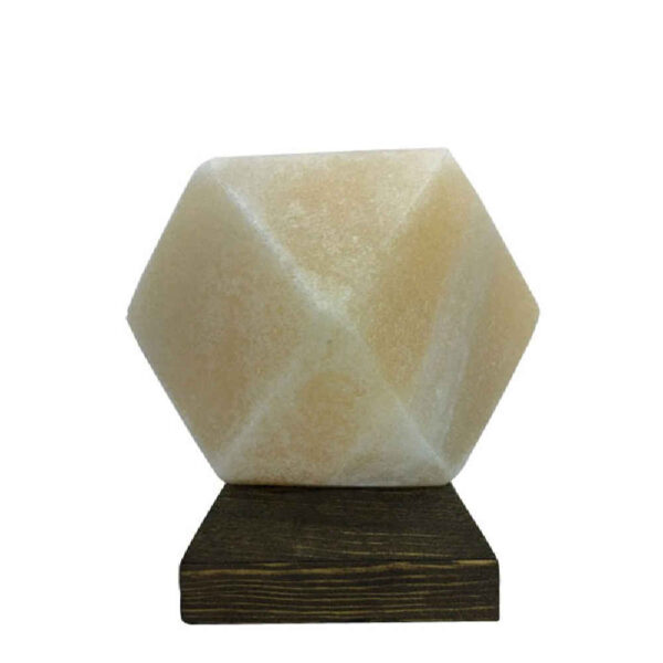 波斯钻石形盐灯 – 手工制作 Bita 设计，木质底座