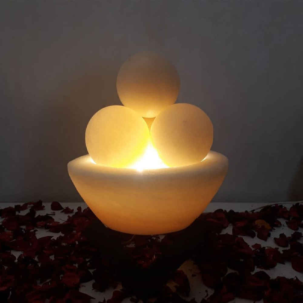 波斯碗形盐灯 – Light 模型，圆形盐块配木质底座