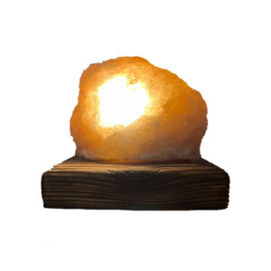 波斯光辉盐灯 – 手工制作，木质底座（Sakhreh 模型）