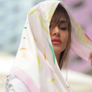 女士波斯丝质迷你围巾 – 艺术豪华鲜艳图案 Arezoo 款