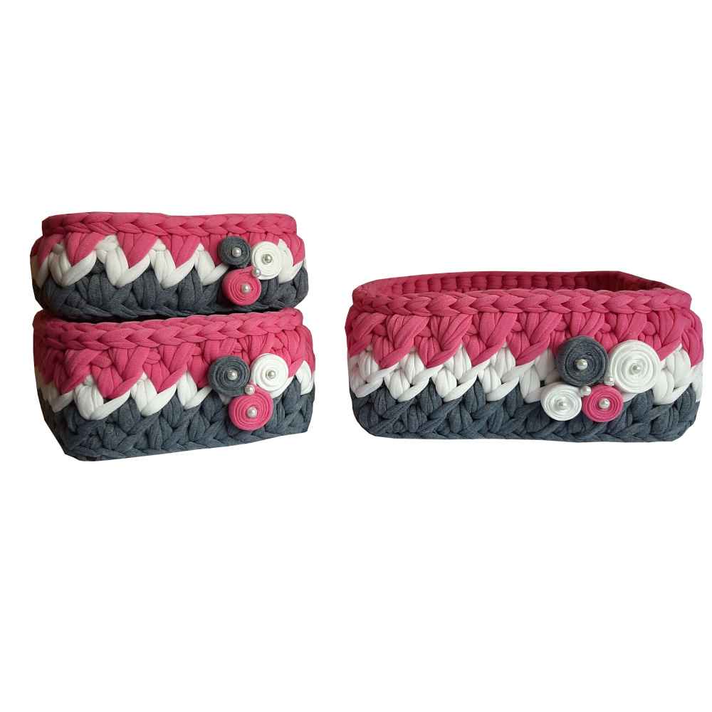 Main image of Flower 款三件套毛线钩针收纳篮