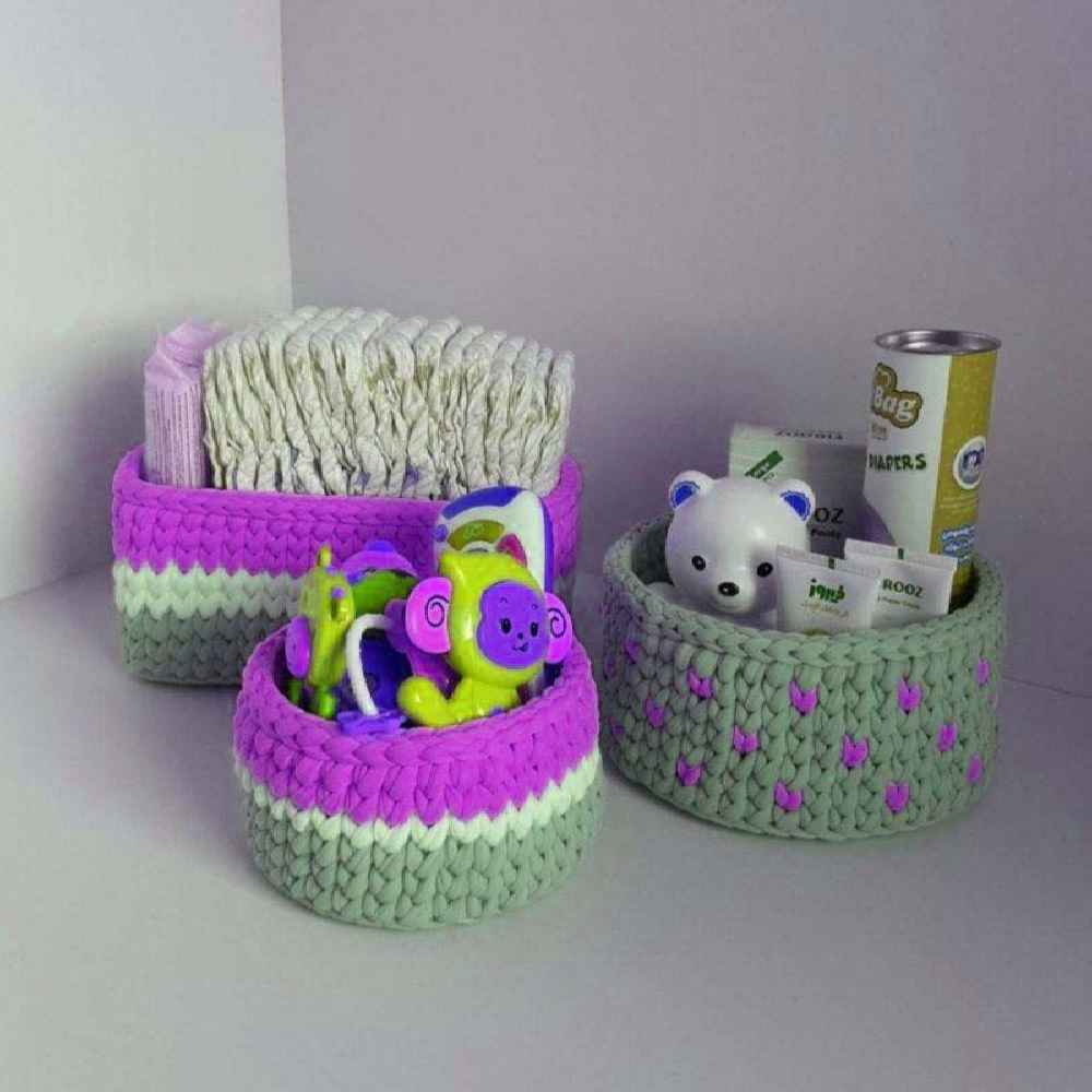 Sana 款三件套毛线钩针收纳篮