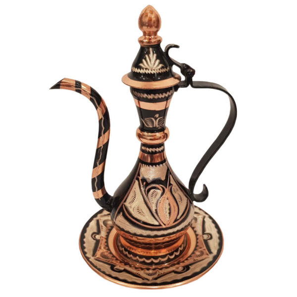 波斯铜制玫瑰水喷壶与盘子套装